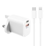 MICFLIP 20W Fast Charger [Apple MFi Certified] Dual Ports Plug Adapter with 3.3FT USB C to Lightning Cable Compatible with iPhone 15/14/13/12/11 Pro Max Xs X XR 8 7 iPad iPod