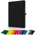 Savvy Bee Premium A4 Notebook New Lined Hardback Journal with Pen Loop, 196 Page, Elastic Closure and Ribbon Marker Notepad Note Book Notes Pad (Black)