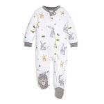 Burt's Bees Baby baby-boys Sleep and Play Pjs, 100% Organic Cotton One-piece Zip Front Romper Jumpsuit Pajamas, Bunny Trail, 0-3 Months