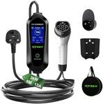 RTSKY Ev Charger Cable Type 2 to 3 Pin UK Plug 8M, 3KW 13A with Adjustable Current, Includes UI Display Screen, Storage Bag & Wall Mount
