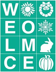 BOOLOOEN Silk Screen Printing Stencil, Reusable Silk Screen Stencils Welcome Craft Stencils Mesh Transfers Adhesive Stencil for Painting on Wood/Chalkboard/Wall/T-Shirt 8.5 * 11inch