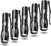 MODOAO Bright Flashlights, LED Tactical Flashlight, Zoomable Adjustable Focus, IP65 Water-Resistant, Portable, 5 Light Modes for Indoor and Outdoor,Camping,Emergency,Hiking (5 Pack)