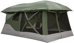 Gazelle Tents™, T4 Tandem Hub Tent, Easy 90 Second Set-Up, Waterproof, UV Resistant, Convertible Screen Room, Removable Floor, 4-8 Person, Alpine Green, 78" x 94" x 165", GT450GR