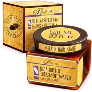 Savannah Hair Therapy Keratin Hair Mask Deep Conditioning Treatment, Shea Butter, Vitamins A E F, Sulfate & Paraben Free, for Dry Damaged Curly Color Treated Bleached Hair, Anti Frizz, 16.9 oz