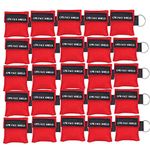 25pcs CPR Face Shield Mask Keychain Keying CPR Face Shields Pocket Mask for First Aid or CPR Training (Red-25)