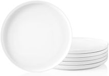 Kanwone Porcelain Dinner Plates - 10 Inch - Set of 6, White, Microwave and Dishwasher Safe Plates, White Dishes, Morden Plates