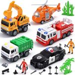 CUTE STONE 5 Pcs City Vehicle Toy Set, Toddler Cars for Boys Ages 3-5