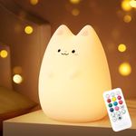 Nice Dream Cute Night Light for Kids, 9 Color Silicone Nursery Night Light with Remote＆Timer, USB Rechargeable Dimmable Baby Night Light for Boys Girls Gift Bedroom Decor