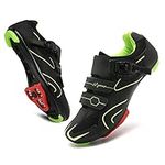 Vicogn Mens Womens Cycling Shoes Compatible with Peloton Indoor Bicycle Pedals Clip in Road Bike Shoes Pre-Installed with Look Delta Cleats, Green, 8 Women/6.5 Men