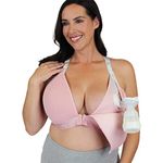 Chrome Cherry Truly Hands Free Nursing and Pumping Bra - Nurturally - Non-Wired, Adjustable, High Support, Breast Pump NOT Included (S, Pink)