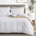 Maple&Stone Full Duvet Cover Set, 3 Pieces Textured Tufted Boho Bedding Sets 80x90 Inches, Zipper Closure Design with Ties, 1 Duvet Cover + 2 Pillow Shams, Comforter NOT Included (White, Full)