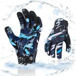 Vgo... Winter Lined Motorcycle Gloves for Men,Cycling Gloves,Powersprots Racing Gloves,Touchscreen capable(L,Blue,MF5178FW)