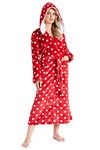 CityComfort Dressing Gowns For Women, Soft Fleece Women's Robes (Red/White, M)