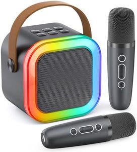 Karaoke Machine with 2 Wireless Mics, Portable Bluetooth