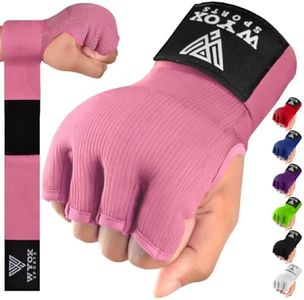 WYOX Boxing Hand Wraps Gel Knuckle Padded Inner Elastic Quick Wraps Fist Protection Boxing Gloves for Women Men Wrist Wrap MMA Muay Thai Training Handwraps (Pink, L-XL)