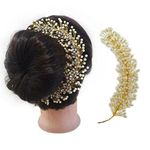 Rashmika Fashion Hand Made Crystal, Pearl Headdress Wedding Party Bridal Fancy Hair Clip Headband Hair Vine and Headpiece Hair Accessories Wedding Tiara Hair Accessory Set (White)