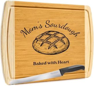 Personalized Sourdough Cutting Board and Bread Knife Set - Bambüsi Engraved Bamboo Bread Cutting Board, Monogrammed Custom Baking Gift for Bakers, Wedding, Housewarming, Anniversary