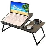 Foldable Laptop Desk with Cup Slot and Reading Holder - Multi-Purpose Bed Tray Table for Sofa, Bed, Terrace, and Balcony - Notebook Stand for Work, Study, and Breakfast in Bed (Black)