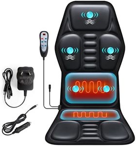 Himouta Vibration Back Massager Seat Cushion with Heat, Massage Chair Pad with 5 Massage Nodes & 3 Heat Levels for Home Office Fathers Day Gift for Dad Mom PU