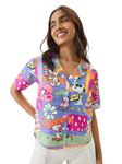 The Souled Store Official Peanuts: Carefree Women and Girls Short Sleeve Collared Neck Button Front Regular Fit Rayon Summer Shirts Multicolour