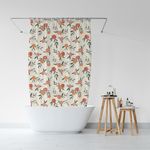 DRAPERI Fruit Opaque PEVA Shower Curtains for Bathroom Peaches Design Plastic Curtain with Free Matching 12 Hooks for Washroom Partition,Shower Screen,Glass Door & Outdoor Balcony,Size 200x180cm