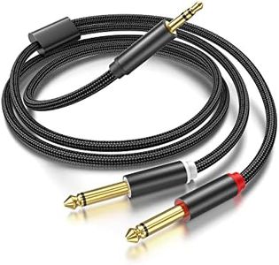 3.5mm to Dual 1/4 Adapter 1/8 to 6.35mm TS Mono Audio Cable Stereo Breakout Cord Y Splitter Compatible with iPhone, iPod, Computer Sound Card, Headphone, Speaker, Home Stereo System (3.3FT/1Pack)