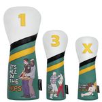 WONXISEN Golf Club Headcover for Drivers, Fairway Woods, Hybrids Funny Style Premium Leather Golf Headcovers Set with Embroidery Tags