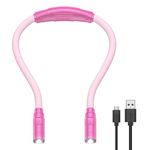 AMIR Upgraded LED Neck Reading Light, Book Light for Reading in Bed, 3 Colors, Brightness Adjustable, Bendable Arms, Rechargeable, Perfect for Reading, Knitting, Camping, Repairing (Pink)