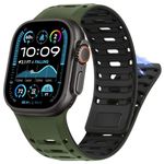 HITZEE Sport Straps Compatible with Apple Watch Strap 49/46/45/44/42mm, Sport Silicone Magnetic Men/Women with Pin Buckle Band Compatible for iWatch Ultra 2 Series 10 9 8 7 SE 6 5 4, Green/Black