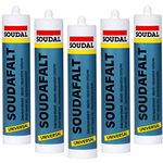 Roof and Gutter Sealant Black - Soudal Soudafalt Bitumen Rubber Waterproof Seal Pack of 5