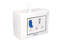 Palfrey Extension Board - Single 16A Socket with Safety Shutter & 16A MCB Switch | 16A 3 Pin Plug with Indicator | 2.5 sqmm 3 core Cable | White Color | 20 Meter (3000W - 2.5MM Cable, 20 Meter)