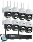 ZOSI 3MP Überwachungskamera Set WLAN Aussen, 8X Pan Tilt Dome Kamera 355°/140° Schwenkbar, 8CH 1TB HDD NVR, 2-Wege-Audio, Personenerkennung, Spotlight Alarm