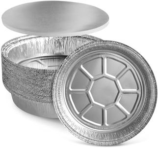 25 Pack 9 Inch Round Aluminum Pans with Lids, Disposable Foil Pie Tins for Baking, Roasting, Broiling, Cooking