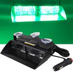 yifengshun Green LED Law Enforcement Emergency Beacon Hazard Strobe Lights High Brightness 16LEDs 12V Warning Light for Truck Trailer Interior Roof/Windshield/Dashboard with Suction Cup