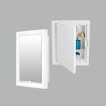 BRANCO Plastic Glam Mirror Cabinet For Bathroom | 5 Shelves With Magnetic Lock | Cabinet Mirror For Bathroom Wall | Makeup Organizer | Bathroom Cabinet With Storage For Medicine,Toiletries |,Ivory