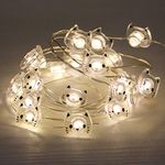 GUOCHENG Cat LED String Light 2.2m Silver Wire Fairy Light Strings Battery Power Animal Starry Lights for Christmas Party Bedroom Home Decor