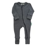 PARADE Organic Snuggle Soft Melange '2-Way' Zipper Romper Charcoal Melange 3-6M with Mitts