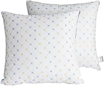 Queling Hotel Quality European Pillow, Checked, Plush, Comfortable, Bed Pillow Cushion, 65x65cm, Twin Pack (2)