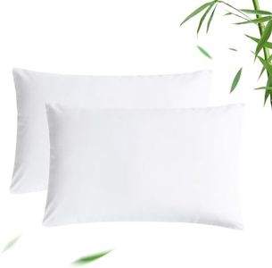 Wake In Cloud - Bamboo Pillowcases, Pack of 2, Cooling Breathable for Hot Sleepers and Ultra Soft, White, Standard Size 48x74 cm