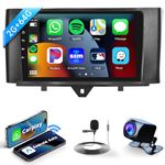 Hodozzy 2G 64G Android Car Stereo For Mercedes-Benz Smart Fortwo 2011 2012 2013 2014 2015 Apple Carplay GPS, 9 inch Touch Screen Car Radio with Bluetooth Wifi HiFi FM Backup Camera Mic Double Din