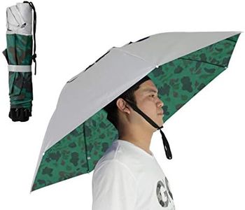 NEW-Vi Fishing Umbrella Hat Folding Sun Rain Cap Adjustable Multifunction Outdoor Headwear (Silver/Camouflage 2Pcs)