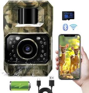 MAXDONE Trail Camera Bluetooth Game Camera, 2000mAh Built-in Battery Rechargeable Power Hunting Cameras with Night Vision Trail Cam Bluetooth 48MP Wildlife Camera Wi-Fi Deer Camera (No Screen)