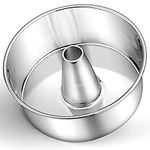 P&P CHEF Angel Food Cake Pan, Stainless Steel 10 Inch Cake Pan with Tube, Round Cake Pan Pound Cake Baking Tin, Conical Hollow & One-Piece Design, Oven & Dishwasher Safe, Healthy & Heavy-Duty