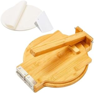 Wooden Tortilla Press - 10 Inch Bamboo Tortilla Maker with 50 Parchment Paper & Dough Cutter, Homemade Mexican Prensa Para Tortillas Dough Press for Burritos, Taco, Roti