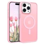 BENTOBEN Magnetic Case for iPhone 15 Pro Max Case, [Compatible with MagSafe] Translucent Matte Slim Soft Shockproof Women Men Girl Protective Phone Case for iPhone 15 Pro Max 6.7",Light Pink