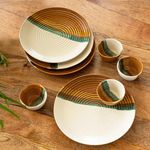 ExclusiveLane Zen Garden' Ceramic Dinner Set Ceramic Plates Dinner Plates With Bowls Katoris (8 Pieces, Serving 4, Dishwasher & Microwave Safe) | Hand Glazed Dinnerware Ceramic Serveware, Solid