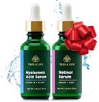 Tree of Life Beauty Facial Skin Care Set, Brightening, Firming, Hydrating, Dry Face, Dermatologist Tested - Retinol Serum and Hydrating Hyaluronic Acid - Skin Care Kit, 2 count of 1 Fl Oz