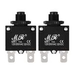 Sourcingmap 2Pcs Thermal Overload Protector AC 125/250V 15A Push Button Reset Circuit Breaker