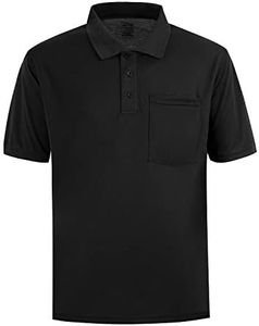 Men's Short Sleeve Cotton Polo Shirt Quick Dry Fit Golf Polo (Black,5XL)