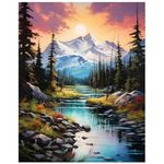 HASTHIP® DIY 5D Diamond Painting Art Kit Natural Forest Snow Mountain Scenery Diamond Painting Beginner DIY 5D Diamond Painting for Home Decor, No Frame Wall Decor 5D Diamond Painting, 12 x 16 Inch